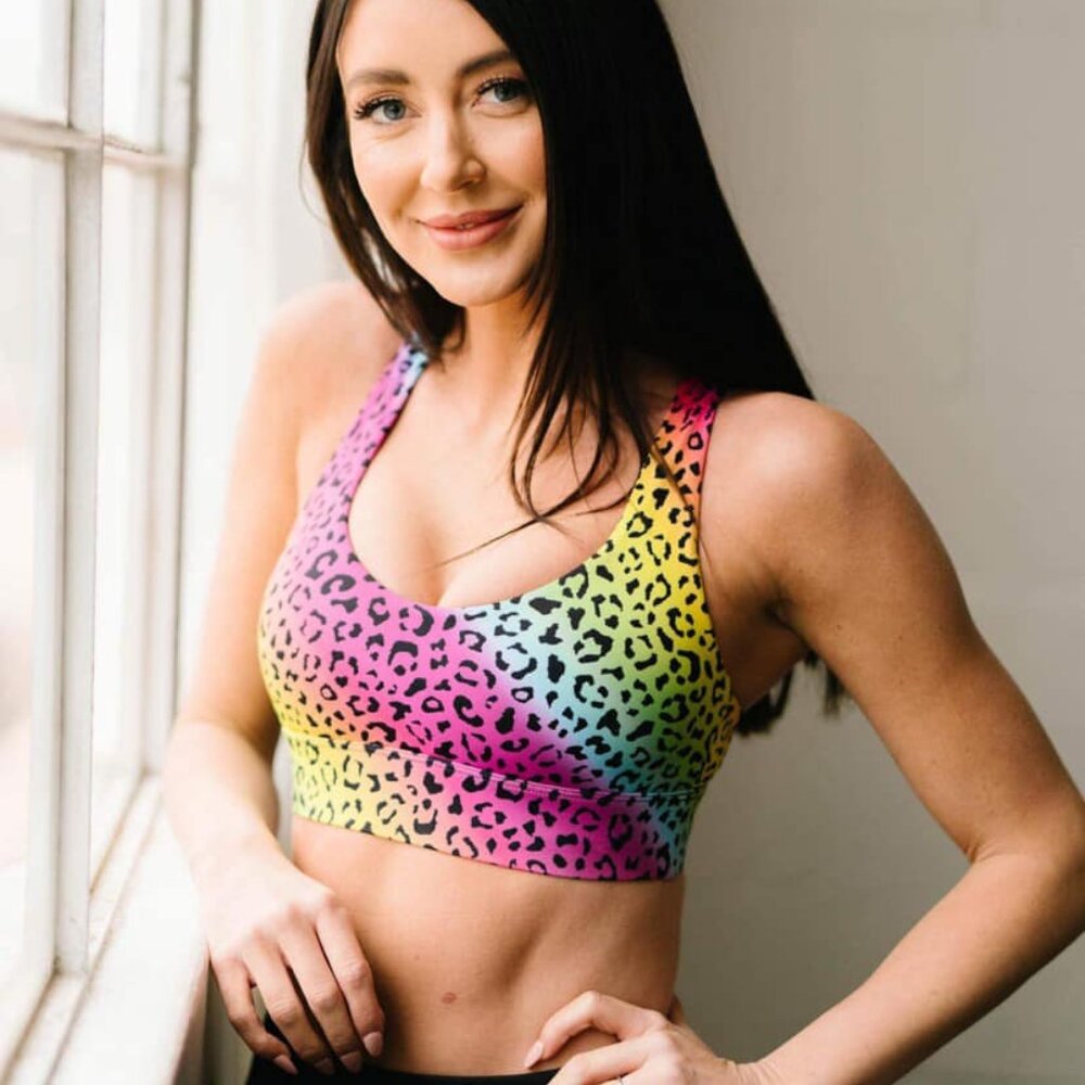 Rainbow Leopard Light n Tight Strappy Bra